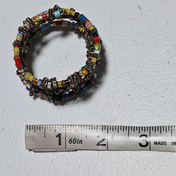 Boho Retro Coil Beaded Stack Bracelet Metal Accents Fashion Jewelry Women - Picture 4 of 4